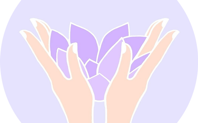 Blissful Hands logo with hands and a lotus flower